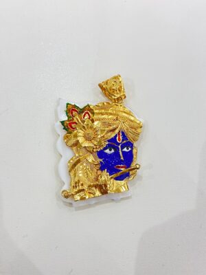 Lord Krishna Shell Pendant (Without Earrings)