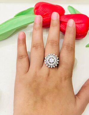 Beautiful Suriya Chakro With AD Stone Finger Ring