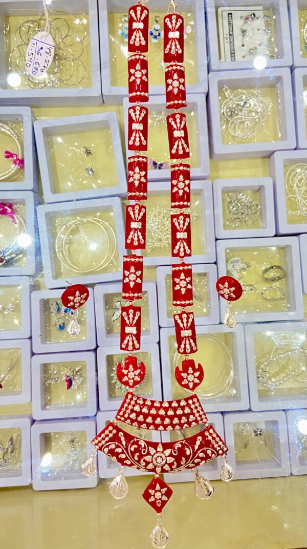 99.5 Pure Silver Square Flower Pola Long Necklace