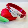 99.5 Pure Silver Floral Square Shape Bracelet Pola (Single)