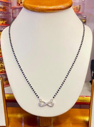 92.5 Pure Silver Multi Stone Bow Mangalsutra