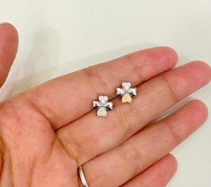 92.5 pure Silver Flora Love Stone Earrings