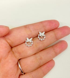 92.5 pure Silver Circle Butterfly Earrings