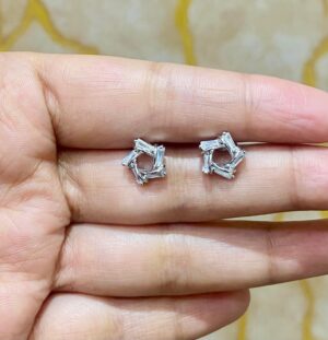 92.5 Pure Silver Star Flower Stone  Earrings