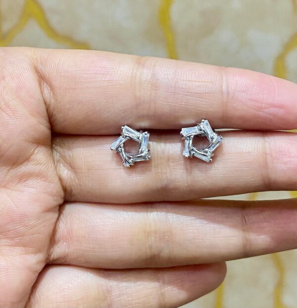 92.5 Pure Silver Star Flower Stone  Earrings
