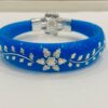 99.5 Pure Silver Flower Bracelet Pola (Sky Blue) Single (Size-27)
