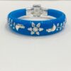 99.5 Pure Silver Floral Moon Bracelet Pola (Sky Blue) Single (Size-26)
