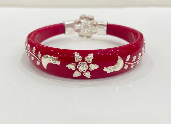 99.5 Pure Silver Flower Moon Bracelet Pola (Single) Size-28
