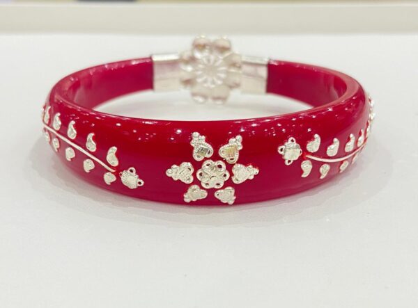 99.5 Pure Silver Sun Flower Bracelet Pola (Single) Size-27