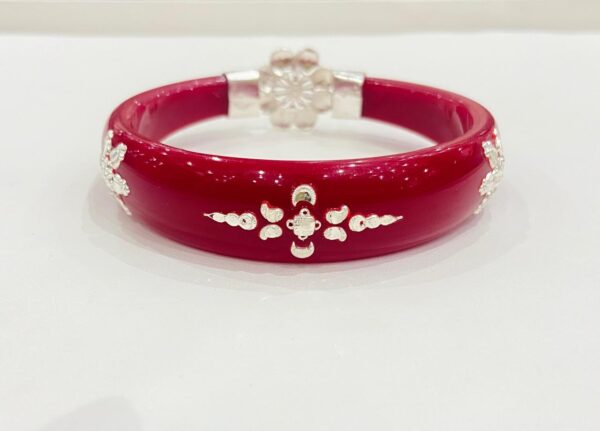 99.5 Pure Silver Small Flower Bracelet Pola (Single) Size-27