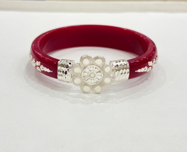 99.5 Pure Silver Small Flower Bracelet Pola (Single) Size-27