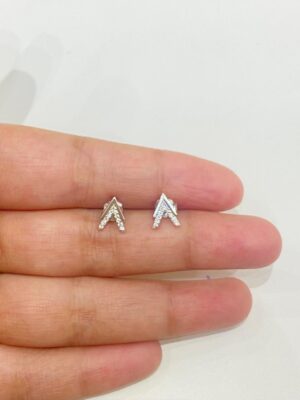 92.5 Pure Silver V Shape Stone Earrings
