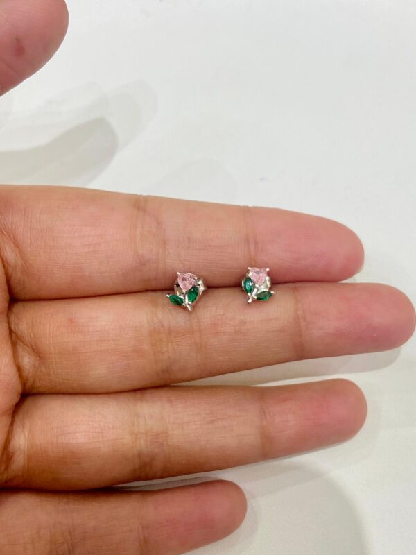 92.5 Pure Silver Pink Rose Earrings