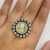 92.5 Pure Silver White Stone Gini Pendant With Earrings and Finger Rings (Without Chain)