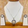 92.5 Pure Silver White Stone Gini Pendant With Earrings and Finger Rings (Without Chain)