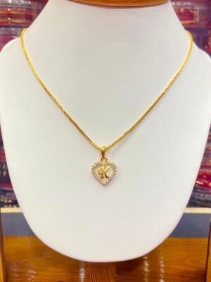 Heart Shape 'K' Pendant (Without Chain)