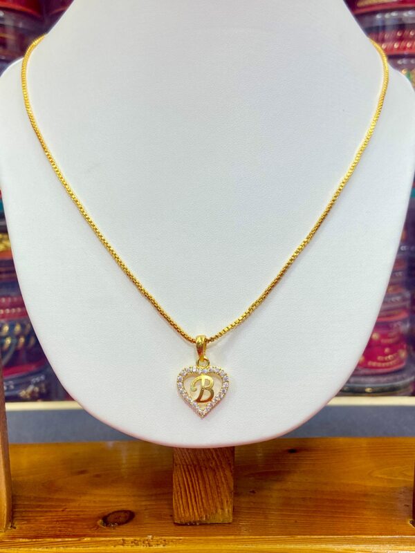 Heart Shape 'B' Pendant (Without Chain)
