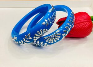 99.5 Pure Silver Surya Leaf Bracelet Pola (Sky Blue)
