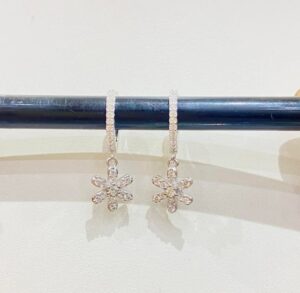 92.5 Pure Silver Hanging Flower Earrings