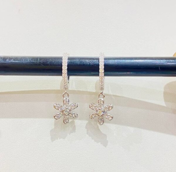 92.5 Pure Silver Hanging Flower Earrings