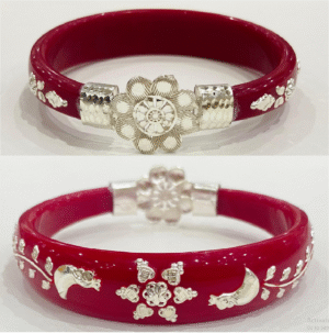 99.5 Pure Silver Flower Moon Bracelet Pola (Single) Size-28