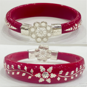 99.5 Pure Silver Floral Bracelet Pola (Single) Size-28