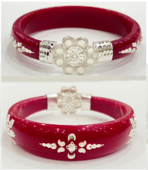 99.5 Pure Silver Small Flower Bracelet Pola (Single) Size-27