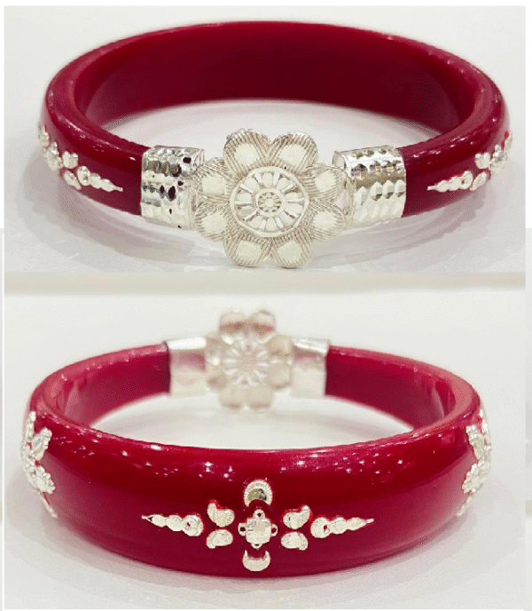 99.5 Pure Silver Small Flower Bracelet Pola (Single) Size-27