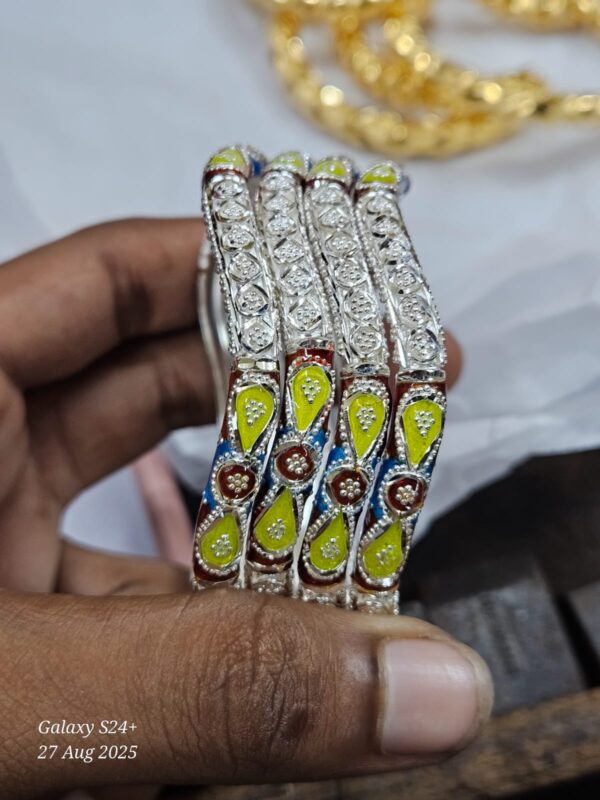 92.5 Pure Silver Multicolor Beki Monipuri Bala (Pair)
