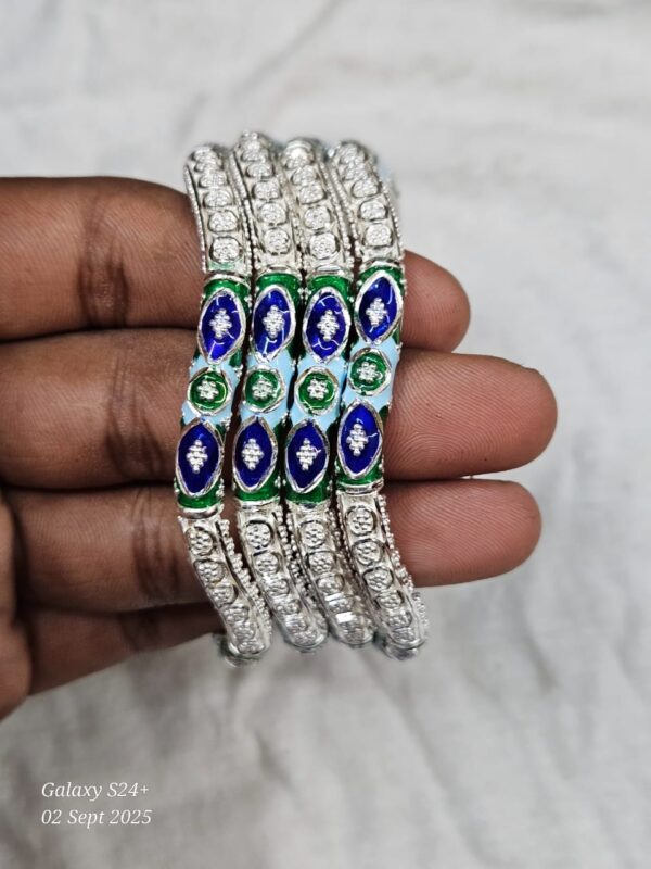 92.5 Pure Silver Multicolor Beki Monipuri Bala (Pair)
