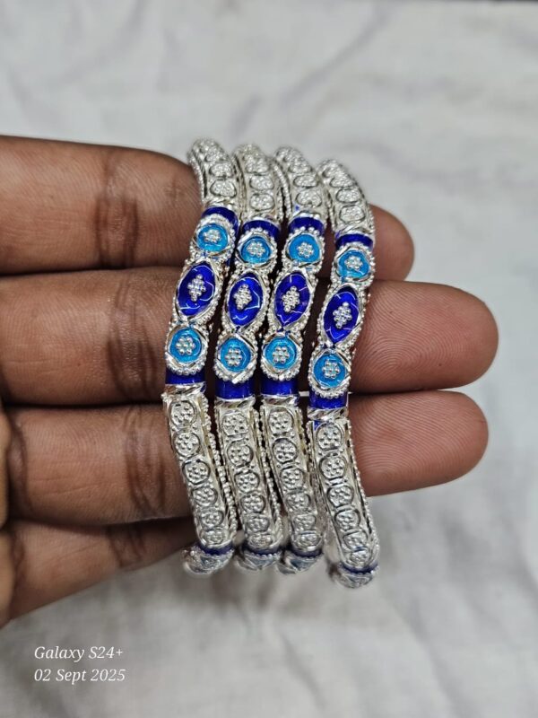 92.5 Pure Silver Multicolor Beki Monipuri Bala (Pair)