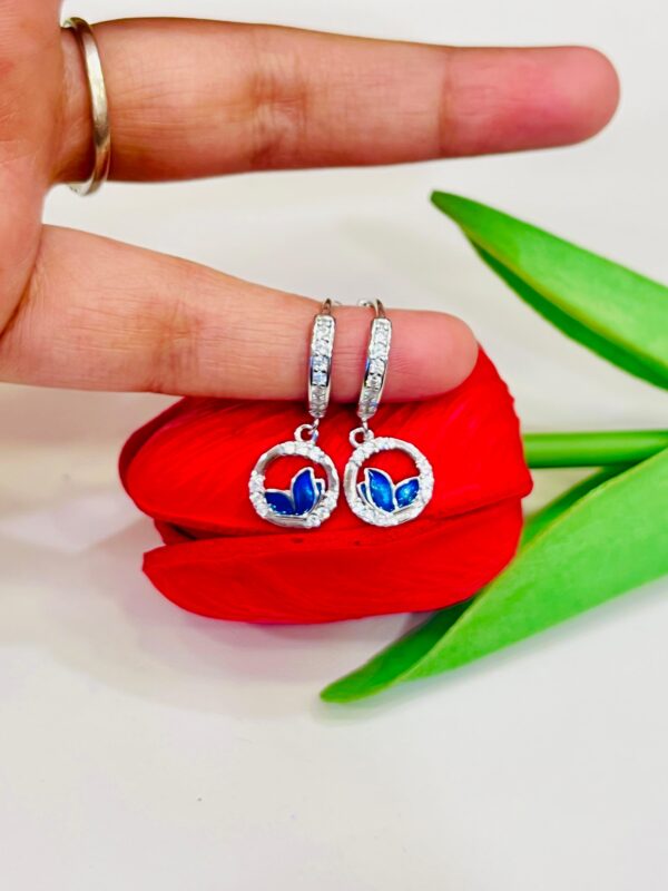 92.5 Pure Silver Hanging Circle Butterfly Earrings