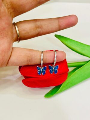 92.5 Pure Silver Blue Butterfly Earrings