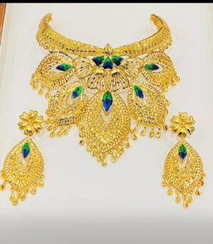 Glorious Peacock Bridal Necklace With Earrings