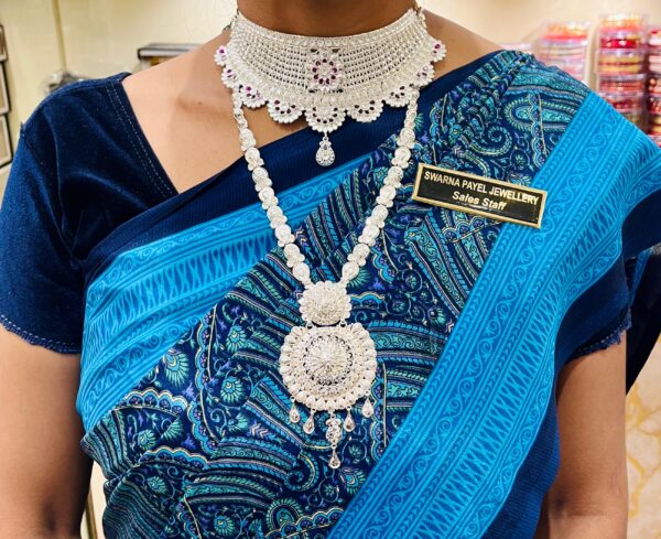 92.5 pure Silver minekari designer choker cum necklace (no ear ring)