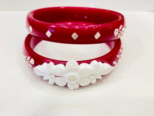 99.5 Pure Silver Original Shankha Mukh Noksha Bracelet Pola (Pair)