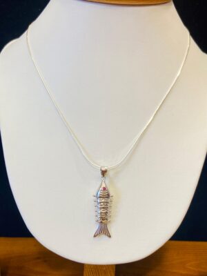 92.5 Pure Silver Fish Pendant (without chain)