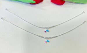 92.5 Hallmark Silver Sky blue Fish Ball Desi Payal
