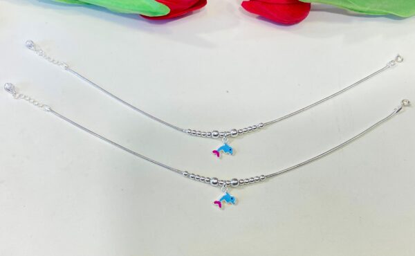 92.5 Hallmark Silver Sky blue Fish Ball Desi Payal