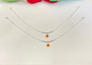 92.5 Hallmark Silver Yellow Red Flower Payal