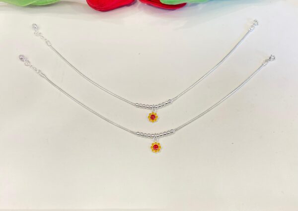 92.5 Hallmark Silver Yellow Red Flower Payal