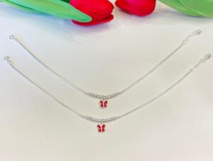 92.5 Hallmark Silver Red Butterfly Payal