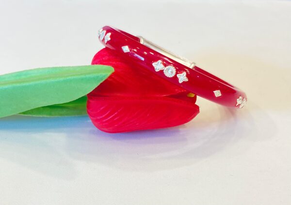 92.5 Pure Silver Minakari Floral Bracelet Pola (Single) (Size-24)