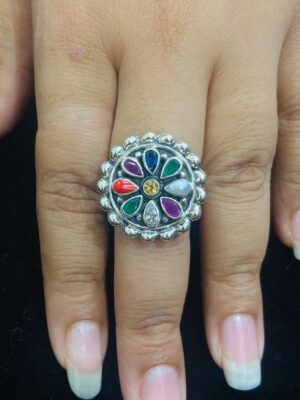 95.5 Silver Gini Naboratno Finger Ring (Adjustable)