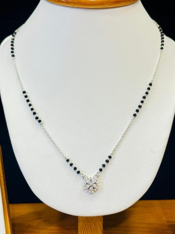 92.5 Pure Silver Flower Shape Mangalsutra