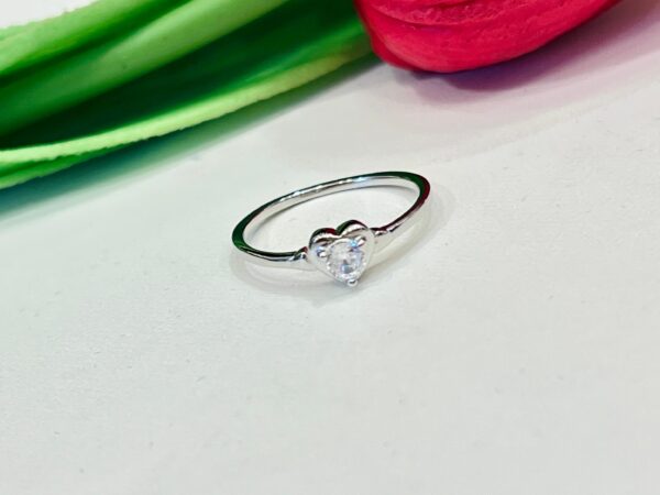 92.5 Silver Heart Shape Finger Ring(Size-11)
