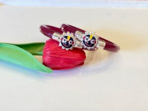 92.5 Pure Silver Jagannath Viral Maroon Bracelet Pola (Single)