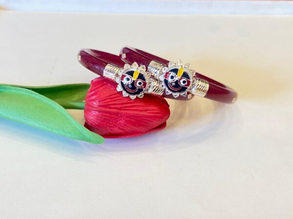 WhatsApp Image 2025-09-25 at 2.11.17 PM 92.5 Pure Silver Jagannath Viral Maroon Bracelet Pola (Single)