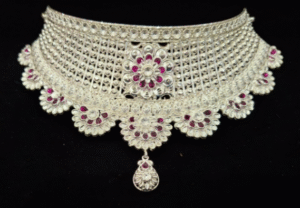 92.5 pure Silver minekari designer choker cum necklace (no ear ring)