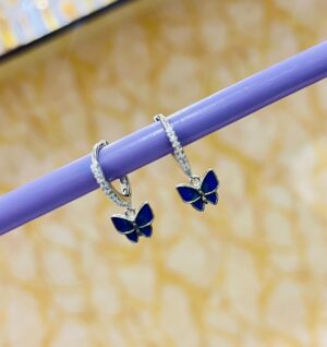 92.5 Pure Silver Blue Fire Butterfly Earrings
